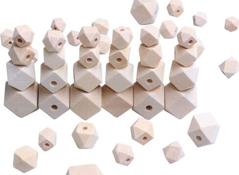 100pcs yegetric polygon beads ، حبات خشبية فضفاضة خشبية غير مكتملة لتصنيع المجوهرات ، زخرفة مزرعة مزرعة 4 (10 مم 12 مم 16 مم) 20 مم) in Kuwait