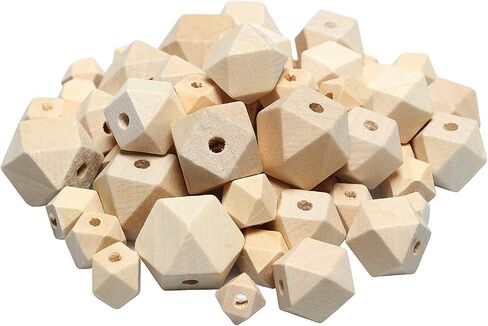 100pcs yegetric polygon beads ، حبات خشبية فضفاضة خشبية غير مكتملة لتصنيع المجوهرات ، زخرفة مزرعة مزرعة 4 (10 مم 12 مم 16 مم) 20 مم) in Kuwait