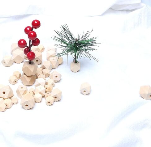 100pcs yegetric polygon beads ، حبات خشبية فضفاضة خشبية غير مكتملة لتصنيع المجوهرات ، زخرفة مزرعة مزرعة 4 (10 مم 12 مم 16 مم) 20 مم) in Kuwait
