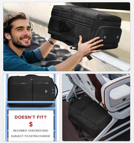 MATEIN Carry on Backpack, Extra Large 40L Flight Approved Travel Laptop Backpack with USB Port, 17 Inch Water Resistant Luggage Computer Daypack College Overnight Weekender Bag for Men & Women, Black in Kuwait