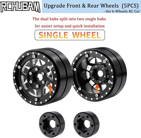 RCHUBAM 1.9" Dually Beadlock Wheels 2PCS/4PCS Aluminum RC Twin Wheel Set Compatible with SCX10 TRX-4 TRX6 G63 6-Wheel 1/10 Scale RC Hauler Crawler Truck Car Upgrade Accessories (5PCS) in Saudi Arabia