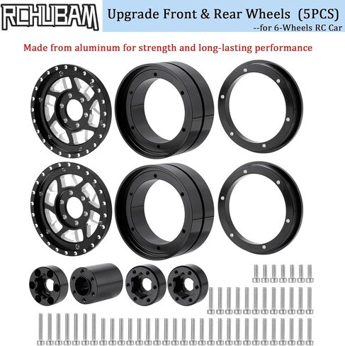 RCHUBAM 1.9" Dually Beadlock Wheels 2PCS/4PCS Aluminum RC Twin Wheel Set Compatible with SCX10 TRX-4 TRX6 G63 6-Wheel 1/10 Scale RC Hauler Crawler Truck Car Upgrade Accessories (5PCS) in Saudi Arabia