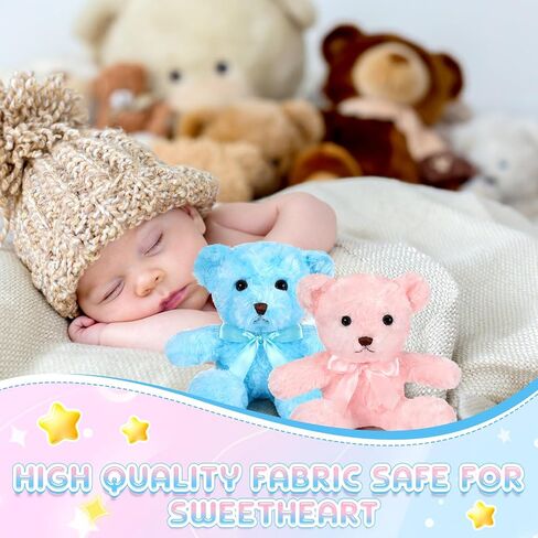 HyDren 24 Pcs Bear Bulk Plush Stuffed Animals 10 Inch Cute Soft Stuffed Bear with Green Bow for Baby Shower Birthday Gift Party (Light Brown, White) in Saudi Arabia