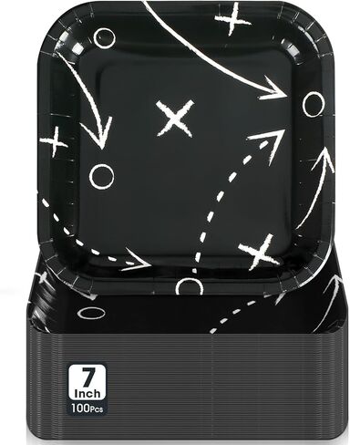 100 Pcs Football Dessert Plates Bulk 7 Inch Football Paper Plate Disposable Football Party Plate Square Football Dessert Plate for Game Day Birthday Baby Shower Home Decor Supplies (Game Day) in Kuwait