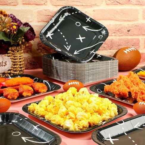 100 Pcs Football Dessert Plates Bulk 7 Inch Football Paper Plate Disposable Football Party Plate Square Football Dessert Plate for Game Day Birthday Baby Shower Home Decor Supplies (Game Day) in Kuwait