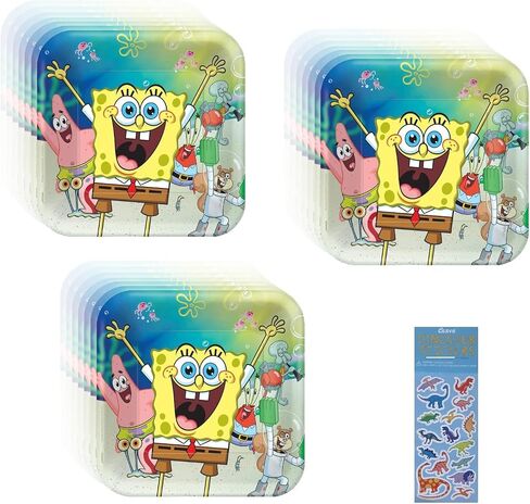 Spongebob Birthday Party Supplies Bundle Pack includes Paper Plates - 24 Count in Saudi Arabia