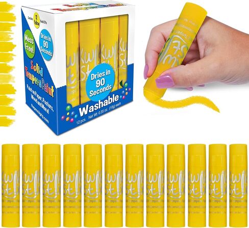 Kwik Stix Solid Tempera Paint Sticks – 12 Pack of Black – Same Color Washable, Quick Dry (90 Seconds), ASTM Certified, Non-Toxic, Allergen-Free Kids & Toddler Art Supplies for Home, School & Crafts in Kuwait
