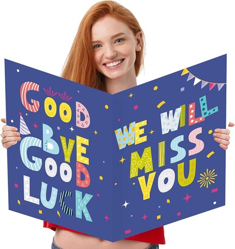 We Will Miss You Card,Farewell Party Decorations, Jumbo Farewell Card With Envelope, Funny Going Away Gift for Coworker Men Women, Goodbye Good Luck Retirement Card Guest Book Party Supplies (14x22iinch) in Kuwait
