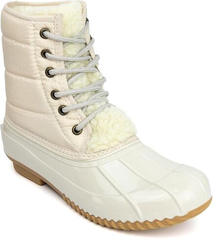 Sugar Women's Glitter Duck Boots | Stylish Lace-Up, Cozy Traction Sole | Perfect for Cold, Rainy, or Snowy Days | Trendy Booties - Skipper in Kuwait