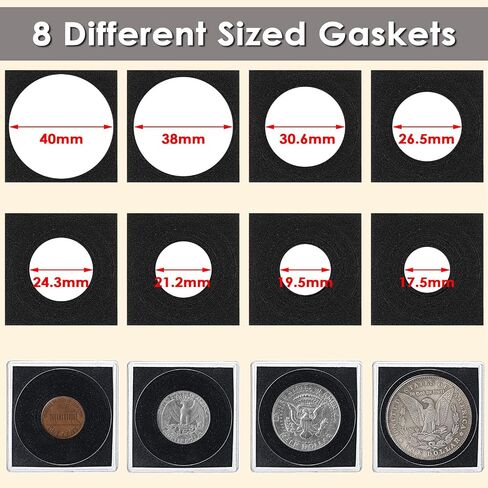 Hipiwe 30pcs Clear Coin Collection With With Sponges ، Coin Coin Spild Silver Dollar Contrection for Atmults ، Coin Coin Coin Dollar Supplies (17.5mm-40mm) in Kuwait