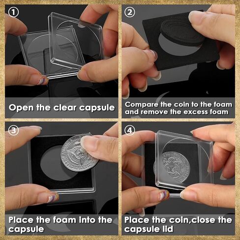 Hipiwe 30pcs Clear Coin Collection With With Sponges ، Coin Coin Spild Silver Dollar Contrection for Atmults ، Coin Coin Coin Dollar Supplies (17.5mm-40mm) in Kuwait