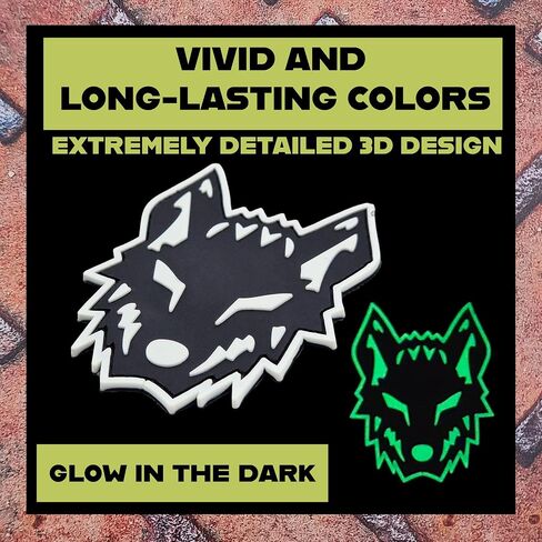 Wolf Morale Wolfpack Glow Dark Black White PVC Patch Compatible with Velcro Patches for Hats, Tactical Patches, Molle Accessories Military Patches, Backpack Patches, Patches for Backpacks in Kuwait