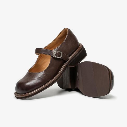 أحذية BEAU TODAY Mary Jane للسيدات، أحذية Mary Janes المسطحة، أحذية باليه مسطحة من الجلد بمقدمة مربعة أنيقة، أحذية مسطحة بحزام الكاحل مريحة للعمل للنساء الأنيقة in Kuwait