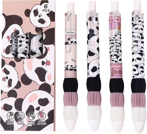 4 Pcs Cute Retractable Pens Cartoon Gel Pens Pens Soft Grip Pens 0.5mm Black Ink Pen Panda Pens Kawaii Office School Pens Supplies for Girls Boys Women Men (4Pcs Panda) in Saudi Arabia