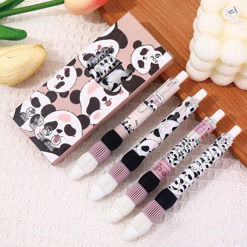 4 Pcs Cute Retractable Pens Cartoon Gel Pens Pens Soft Grip Pens 0.5mm Black Ink Pen Panda Pens Kawaii Office School Pens Supplies for Girls Boys Women Men (4Pcs Panda) in Saudi Arabia