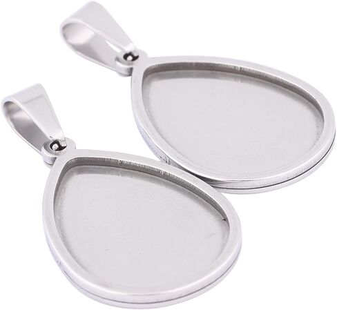 10pcs 18x25mm Teardrop Cabochon Pendant Base Setting Trays Stainless Steel Diy Bezel Blanks For Necklace Jwelry Making (steel color) in Saudi Arabia