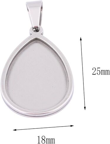 10pcs 18x25mm Teardrop Cabochon Pendant Base Setting Trays Stainless Steel Diy Bezel Blanks For Necklace Jwelry Making (steel color) in Saudi Arabia