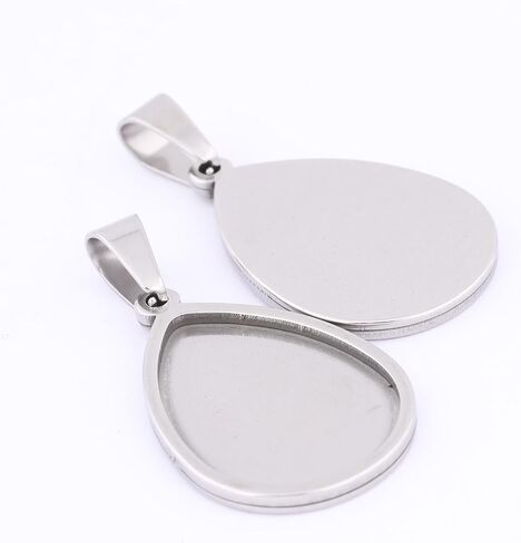 10pcs 18x25mm Teardrop Cabochon Pendant Base Setting Trays Stainless Steel Diy Bezel Blanks For Necklace Jwelry Making (steel color) in Saudi Arabia