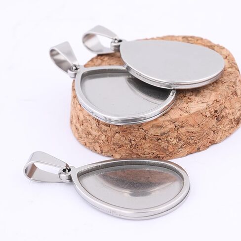 10pcs 18x25mm Teardrop Cabochon Pendant Base Setting Trays Stainless Steel Diy Bezel Blanks For Necklace Jwelry Making (steel color) in Saudi Arabia