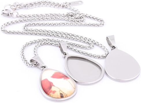 10pcs 18x25mm Teardrop Cabochon Pendant Base Setting Trays Stainless Steel Diy Bezel Blanks For Necklace Jwelry Making (steel color) in Saudi Arabia