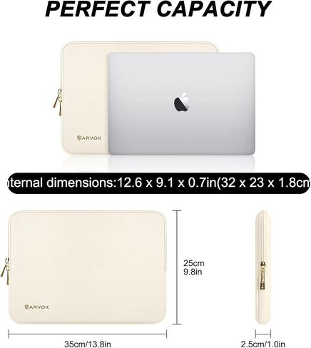 ARVOK 15 15.6 16 inch Laptop Sleeve Case,Waterproof Notebook Cover for MacBook Air 15 MacBook Pro 15 16 inch, Computer Carrying Bag for HP ThinkPad Dell Lenovo Asus Acer MSI, White in Kuwait