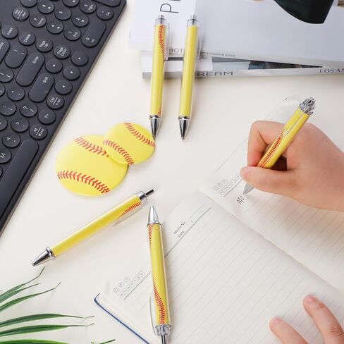 12Pcs Softball Ballpoint Pens Softball Gifts for Team,Black Ink Medium Point (1.0mm),Retractable Novelty Pen for Little Girl Softball Gifts School Office and Journaling in Saudi Arabia