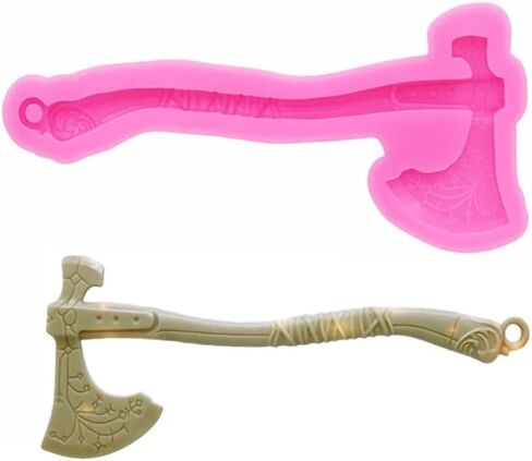 3D Retro Axe Shape Resin Keychain Silicone Mold with a Hold for DIY Crystal Trinket Decoration Epoxy Desserts Fondant Luggage Tag Craft Pendant Earrings Necklace Candy in Saudi Arabia