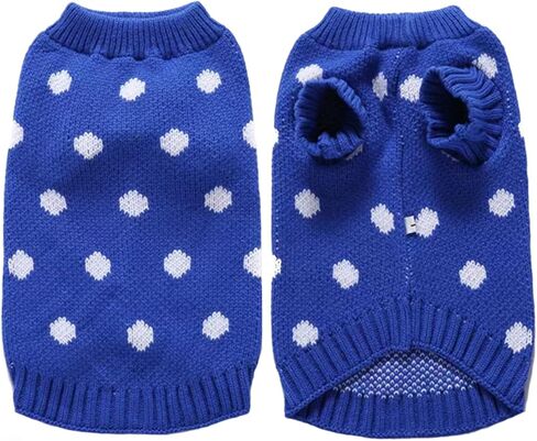 Small Dog Sweater - Warm Winter Knitted Dot Puppy Sweater Classic Knitwear Turtleneck Thick Warm Dog Clothes for Small Pet Cat boy Girl Dog Holiday Christmas Clothes in Saudi Arabia