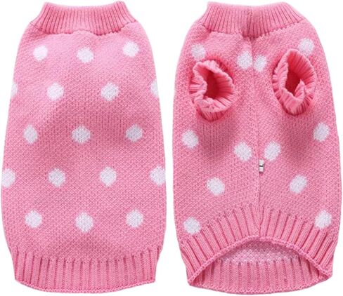 Small Dog Sweater - Warm Winter Knitted Dot Puppy Sweater Classic Knitwear Turtleneck Thick Warm Dog Clothes for Small Pet Cat boy Girl Dog Holiday Christmas Clothes in Saudi Arabia