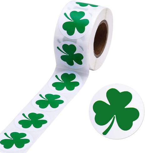 1 roll 500pcs St Patricks Day Shamrock ملصقات ، ملصقات زرقاء الأيرلندية الخضراء لزخارف الحفلات يوم القديس باتريك ، والبطاقات ، وأكياس الهدايا ، وأحزاب لوازم الزخارف (1 بوصة) in Kuwait