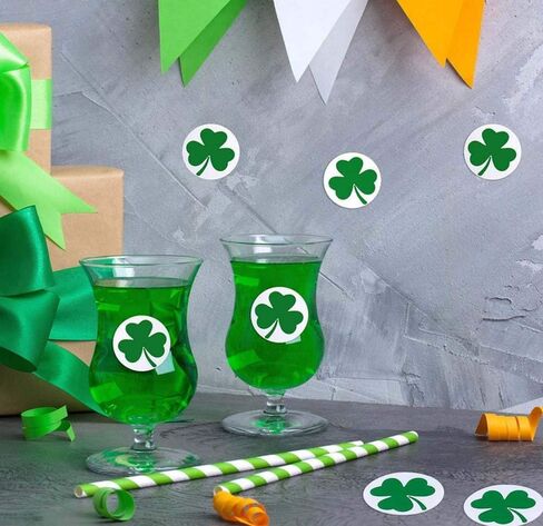 1 roll 500pcs St Patricks Day Shamrock ملصقات ، ملصقات زرقاء الأيرلندية الخضراء لزخارف الحفلات يوم القديس باتريك ، والبطاقات ، وأكياس الهدايا ، وأحزاب لوازم الزخارف (1 بوصة) in Kuwait