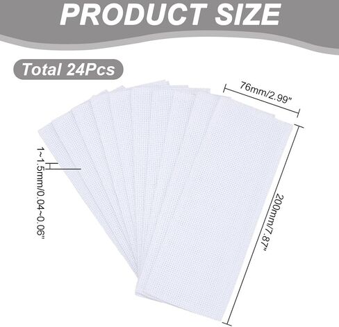 ARRICRAFT 24 PCS فارغة مرجعية كروس غرزة ، Cotton Cross Stitch Fabrics ITH EDGERED EDGE RESTANGLE DIY GOONDARK for CROSSTITCH Project 2.99x9ENCH (7.6x23cm) in Kuwait