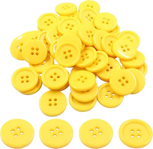 50 pcs 20mm 4-hole flatback buttons أصفر أزرار مستديرة الأزرار راتنج البلاستي in Kuwait
