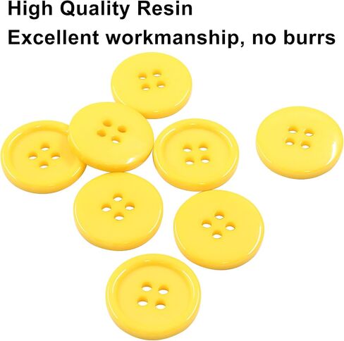 50 pcs 20mm 4-hole flatback buttons أصفر أزرار مستديرة الأزرار راتنج البلاستي in Kuwait