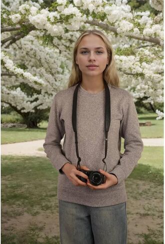 حزام الكاميرا أحزمة كتف الرقبة الجلدية الكلاسيكية للمصورين ، 1.75 بوصة من الجلد مزدوج الطبقة المزدوجة مع ناعم مبطن ل DSLR متوسطة البني in Kuwait