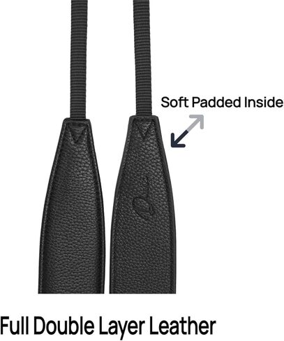 حزام الكاميرا أحزمة كتف الرقبة الجلدية الكلاسيكية للمصورين ، 1.75 بوصة من الجلد مزدوج الطبقة المزدوجة مع ناعم مبطن ل DSLR متوسطة البني in Kuwait