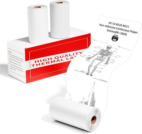 M110 M220 M221 Continuous Labels, 2.09"x 31.5"(53mm x 8m) Rectangle Printer Paper for Business, Logo Design, Photo, Note,Journal, Article, Compatible with Phomemo M110 M220 M221 Label Maker in Saudi Arabia