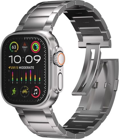 Ultra 2 Titanium Band with Magnet Buckle and DLC (Diamond Like Carbon) Compatible with Apple Watch Ultra 2 and Ultra 1 49mm Titanium Bracelet (BLACK) in Kuwait
