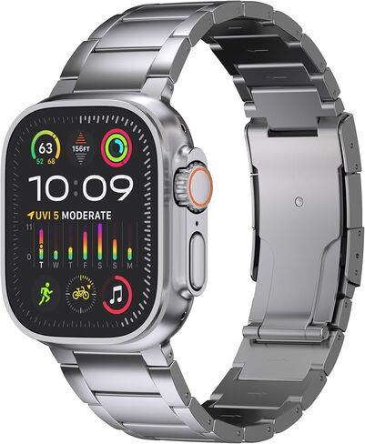 Ultra 2 Titanium Band with Magnet Buckle and DLC (Diamond Like Carbon) Compatible with Apple Watch Ultra 2 and Ultra 1 49mm Titanium Bracelet (BLACK) in Kuwait