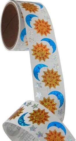 Jillson & Roberts Bulk Roll Prismatic Stickers, Sun, Moon, and Stars - 100 Repeats in Saudi Arabia