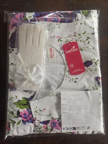 Sunny Fashion Flower Girls Dress White Tea Party Gloves Princess Dress Size 4-12 in Kuwait