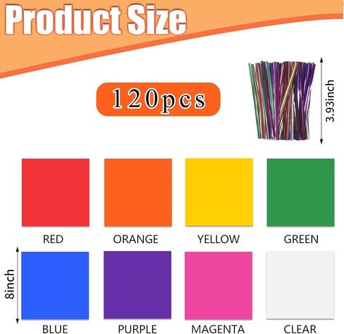 joaoxoko Cellophane Wrap,14 x 14 Inch Colored Cellophane Sheets for DIY Arts Crafts Gifts Treats Candy Wrapping,DIY Arts Crafts Decoration,7 Colors Cellophane Wrap forGift Baskets in Saudi Arabia