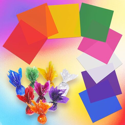 joaoxoko Cellophane Wrap,14 x 14 Inch Colored Cellophane Sheets for DIY Arts Crafts Gifts Treats Candy Wrapping,DIY Arts Crafts Decoration,7 Colors Cellophane Wrap forGift Baskets in Saudi Arabia