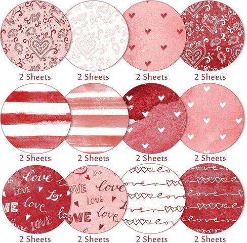 Whaline 24 Sheets Pattern Pattern Paper 11.8 × 11.8 بوصة مائية القلب Love Scrapbook Paper Paper Red-Side Red Pink Craft Paper Plate Plat in Saudi Arabia