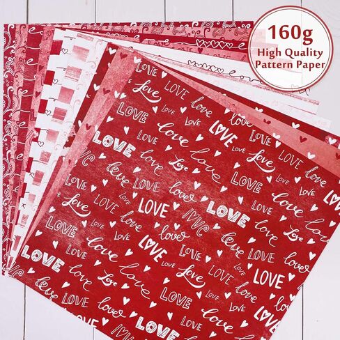 Whaline 24 Sheets Pattern Pattern Paper 11.8 × 11.8 بوصة مائية القلب Love Scrapbook Paper Paper Red-Side Red Pink Craft Paper Plate Plat in Saudi Arabia