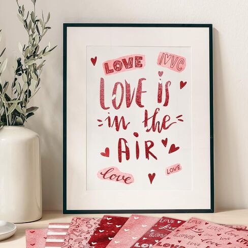 Whaline 24 Sheets Pattern Pattern Paper 11.8 × 11.8 بوصة مائية القلب Love Scrapbook Paper Paper Red-Side Red Pink Craft Paper Plate Plat in Saudi Arabia