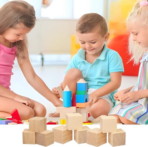 10 حزمة مكعبات خشبية 3 بوصة كتل خشبية عالية الجودة مثالية لمشاريع DIY in Kuwait