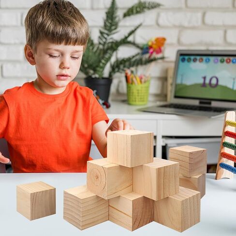 10 حزمة مكعبات خشبية 3 بوصة كتل خشبية عالية الجودة مثالية لمشاريع DIY in Kuwait