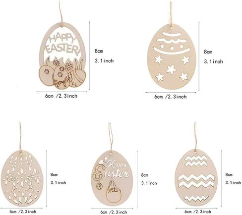 Easter Egg Wooden 40pcs Unfinished Wooden Easter Egg Hanging Ornaments for Easter Party Kids Paint Home Party Decoration Craft Project (Color-A) in Kuwait