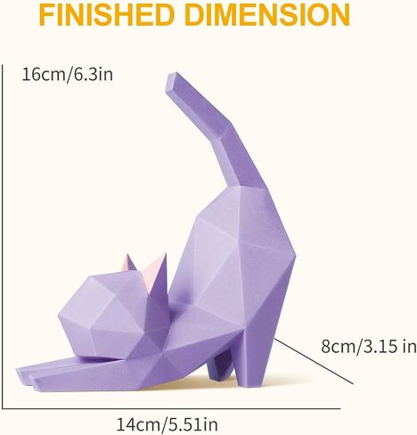 ORIGAMIPLANET 3D Animal Origami Kit for Adults-Yoga Kitten, Origami Paper Craft Fold Art Kits for Beginners, Fun and Easy Animals Papercraft for Kids, DIY Home Decor Cat Craft Gifts in Saudi Arabia